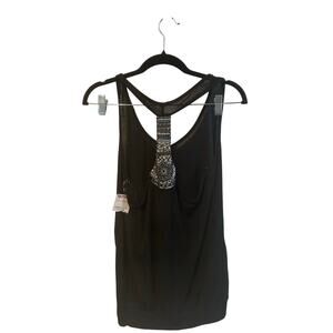 Ocean Drive Black Beaded Tank Large NWT